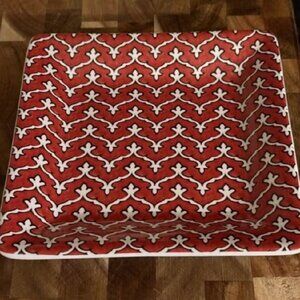NEW S/4 5.5" Pottery Barn Mezze Print Red + White Stoneware Appetizer Plates
